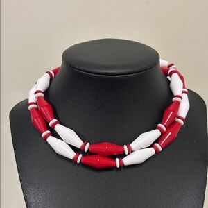Vintage Avon Red and White Geometric Necklace